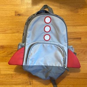 Pottery Barn grey gray red rocket stars backpack costume play small
